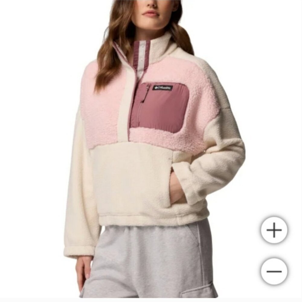 Columbia Lodge Sherpa Pullover in Chalk Dusty Pink - Picture 2 of 7